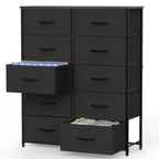 Bedside Table For Bedroom With 10 Fabric Drawers Storage Cabinet Steel Frame Closet For Clothes Storage Display Cabinet — product image 1