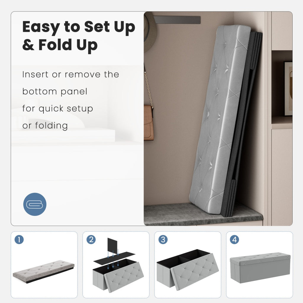 43-inch Foldable Storage Bench, Made Of PVC, With A Load Capacity Of 660 Pounds — product image 3
