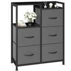 Five-Drawer Fabric-Paneled Wardrobe — Double-Layer Shelf Storage Cabinet — product image 3