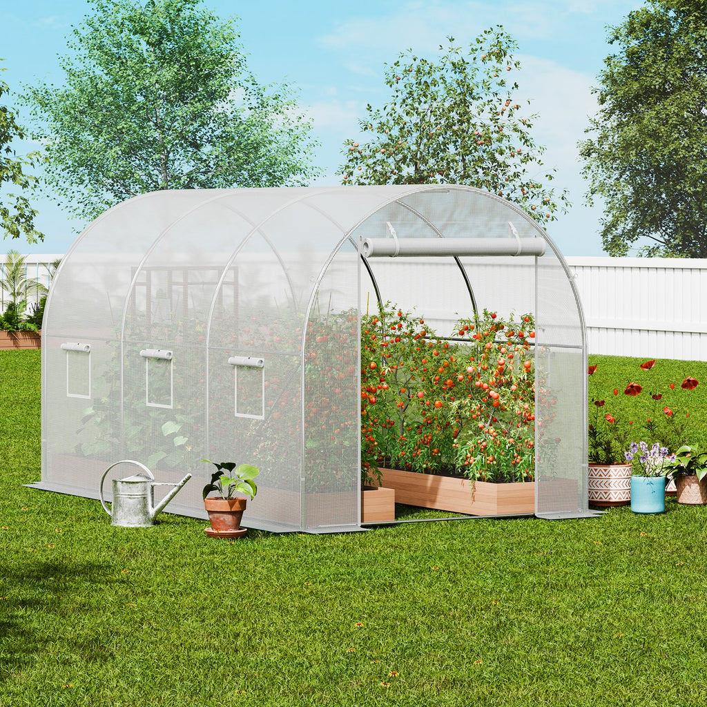 Walk-in Tunnel Greenhouse 9.58x6.43x6.23ft Galvanized Frame Pe Cover White — product image 1