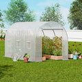 Walk-in Tunnel Greenhouse 9.58x6.43x6.23ft Galvanized Frame Pe Cover White — product image 1