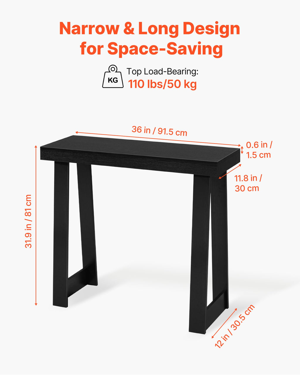 36 in Console Table — Modern Desk Behind the Couch — product image 3