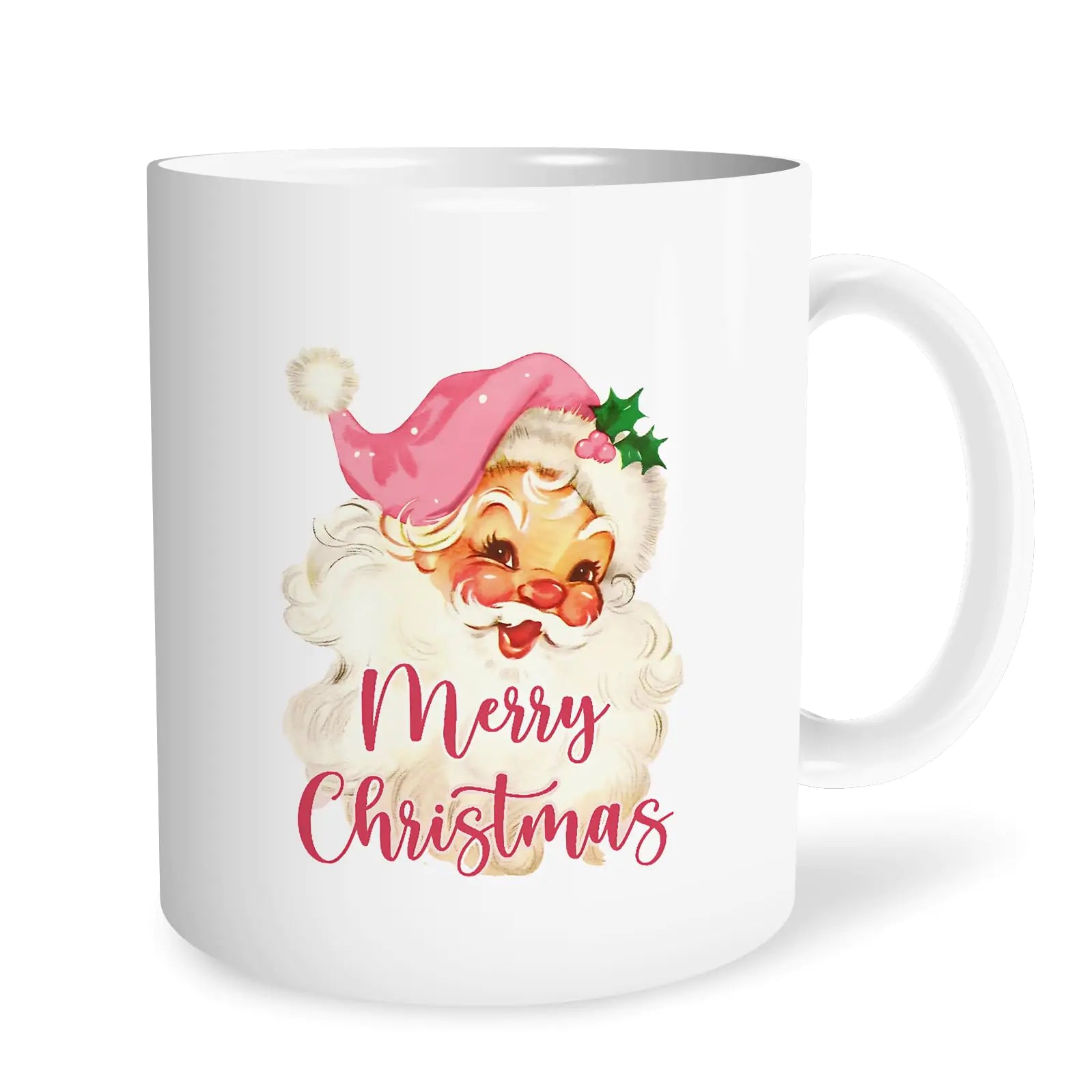 Vintage Pink Santa Ceramic Mug 11oz