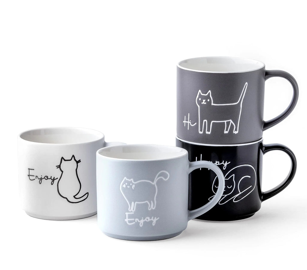 Divitis Stackable Kitten Mugs 18oz - Set of 4