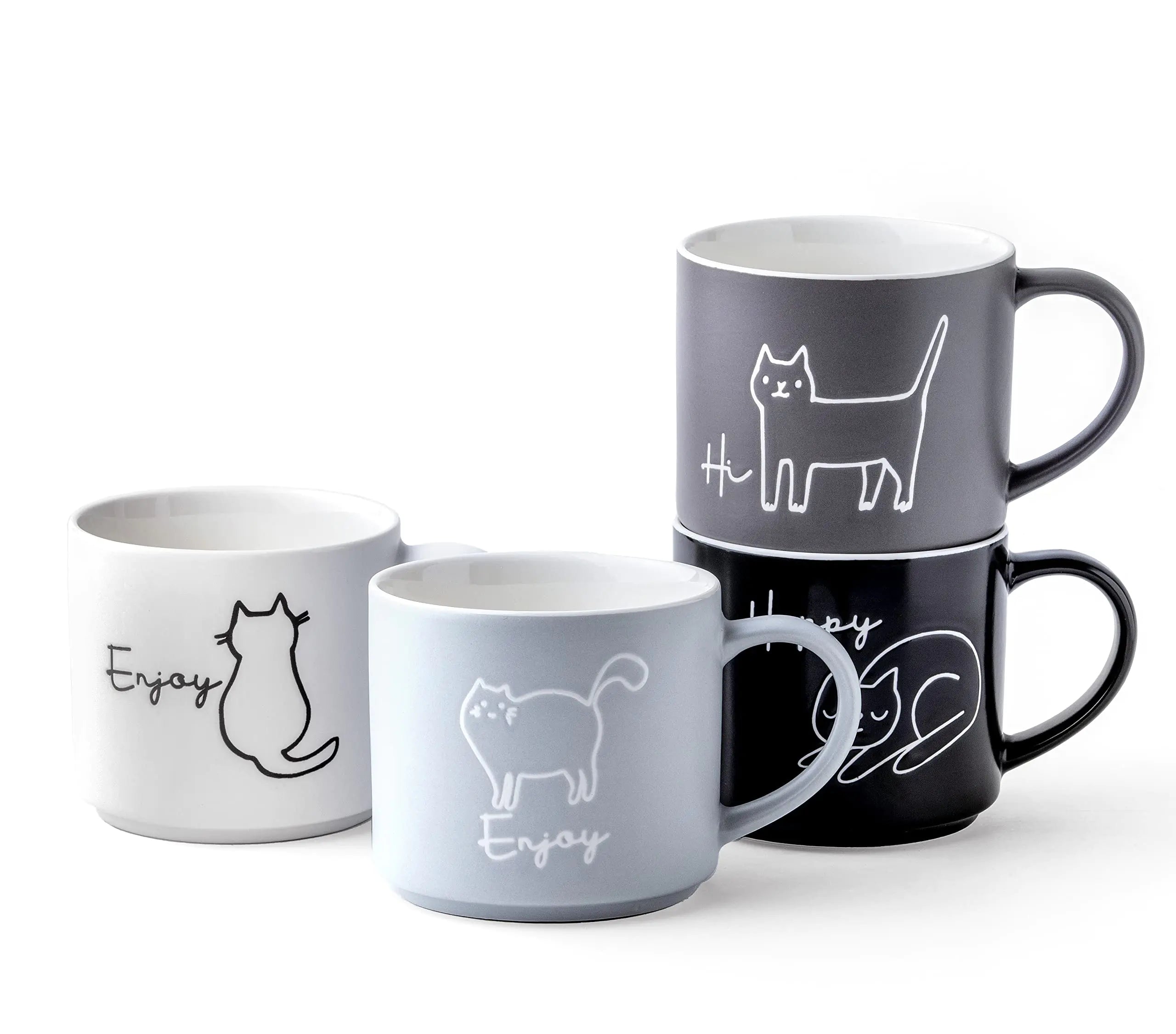 Divitis Stackable Kitten Mugs 18oz - Set of 4