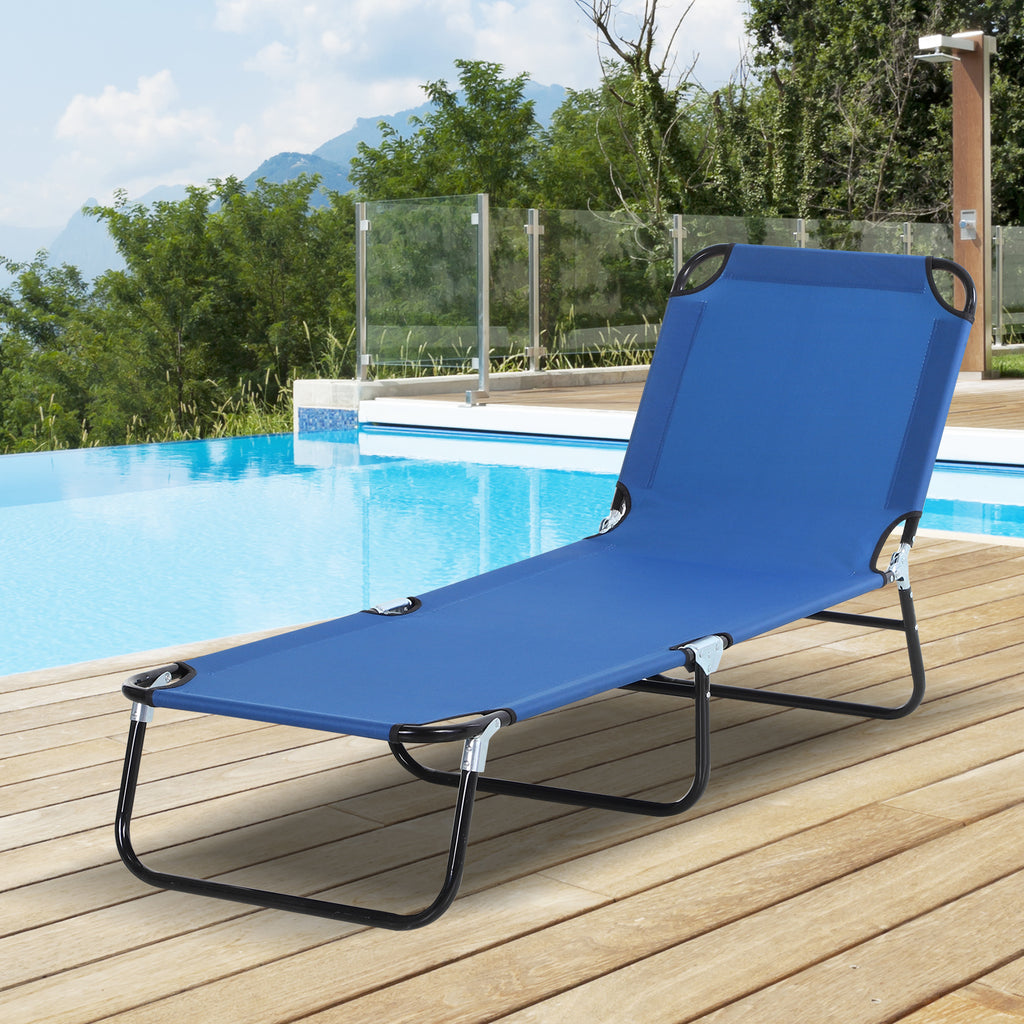 Folding Chaise Lounge Pool Chairs, Outdoor Sun Tanning Chairs with 5-Level Reclining Back, Steel Frame for Beach, Yard, Patio, Blue — product image 2