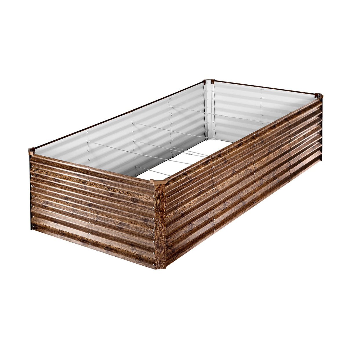 Galvanized Raised Garden Bed, 8 X 4 X 2 Ft, Rectangular Metal Planter Box Kit Outdoor, Bottomless Elevated Planting Box With Gloves, Alu-Zinc, For Growing Flowers Vegetables, Deep Wood Grain — product image 1