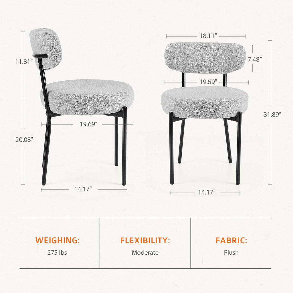 White Cushion Black Steel Frame Comfortable Dining Room Chair — product image 3