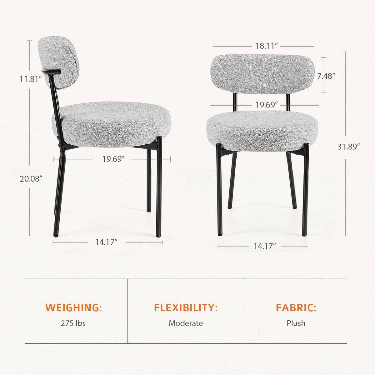 White Cushion Black Steel Frame Comfortable Dining Room Chair — product image 3