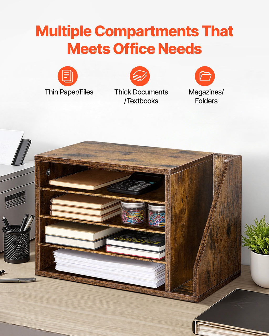 Literature Organizer — 4 Compartments Office Mailbox with Detachable Shelves — product image 2