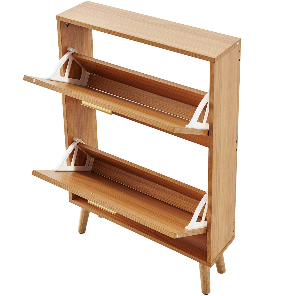 VEVOR Shoe Cabinet With 2 Flip Drawers, Shoe Storage Cabinet For Entryway, Free Standing Shoe Storage Organizer With Rattan Doors For Heels, Boots, Slippers In Hallway, Living Room — product image 1