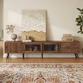 76 Modern Minimal Glass-Doors TV Stand for TVs Up to 85 Inches — product image 1