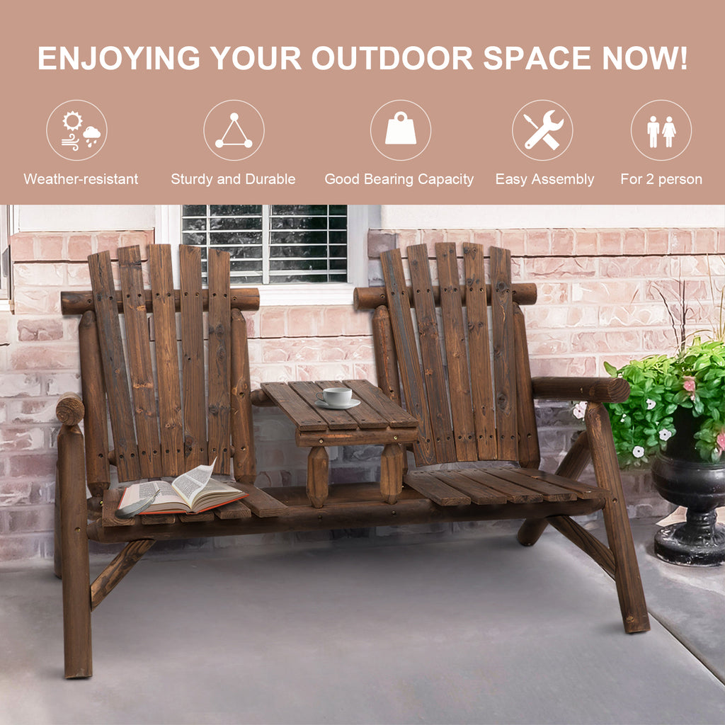 Wood Adirondack Patio Chair Bench with Center Coffee Table — product image 3