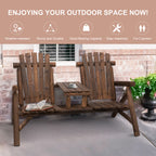 Wood Adirondack Patio Chair Bench with Center Coffee Table — product image 3