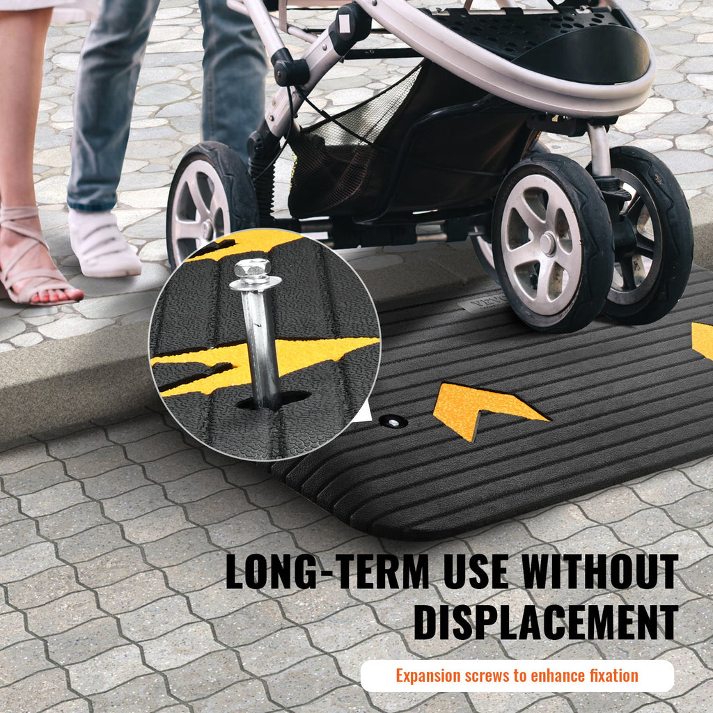 VEVOR Upgraded Rubber Threshold Ramp,Rise Door Ramp With 1 Channel, Natural Rubber Car Ramp With Non-Slip Textured Surface, 33069 Lbs Load Capacity Curb Ramp For Wheelchair And Scooter — product image 3