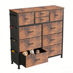 10-Drawer Dresser With Side Pocket & Hooks, Storage Cabinet With Wood Top For Bedroom Closet Organization — product image 1