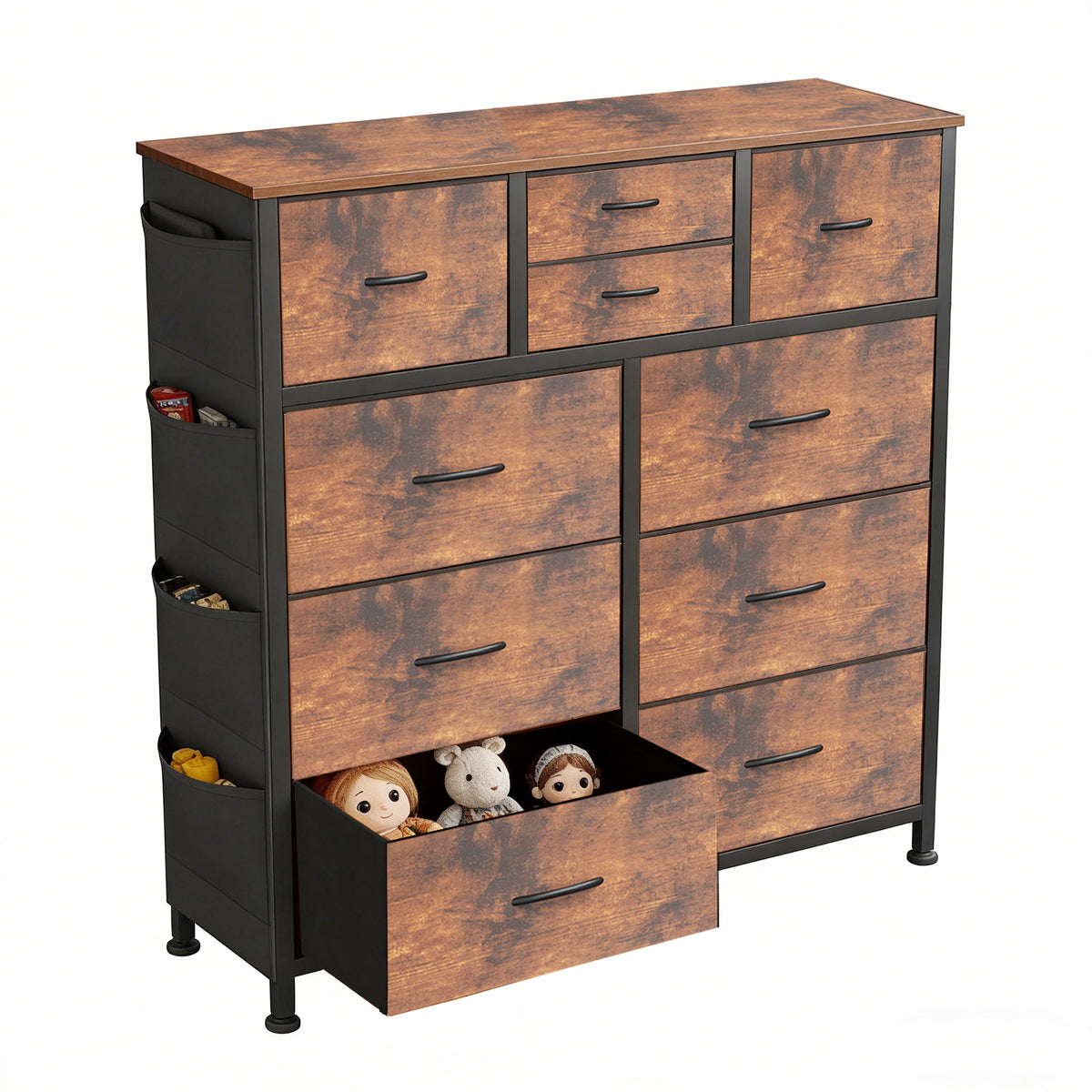 10-Drawer Dresser With Side Pocket & Hooks, Storage Cabinet With Wood Top For Bedroom Closet Organization — product image 1
