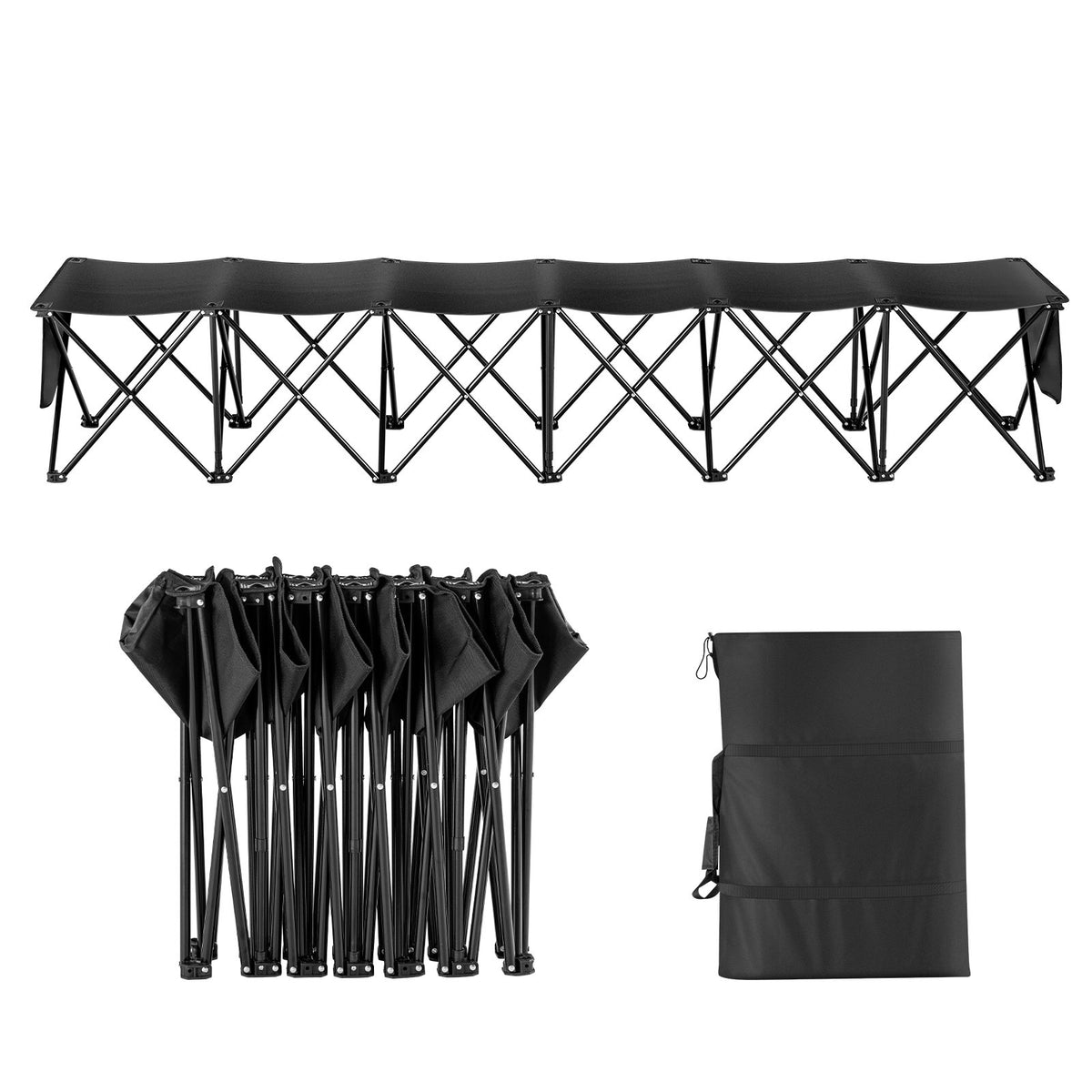 VEVOR 6 Seat Portable Folding Sport Bench Outdoor Camping Chair With Carry Bag — product image 1