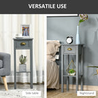 2-Tier Tall Side Table — Nightstand End Table with Drawer & Bottom Shelf for Living — product image 2