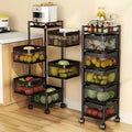 Rotating Kitchen Storage Shelf 5 Tier, Metal Fruit Vegetable Storage Basket Multi-Layer Vegetable Rack Storage Trolley On Wheels, Floor-Standing Basket For Kitchen Bathroom, Square — product image 1