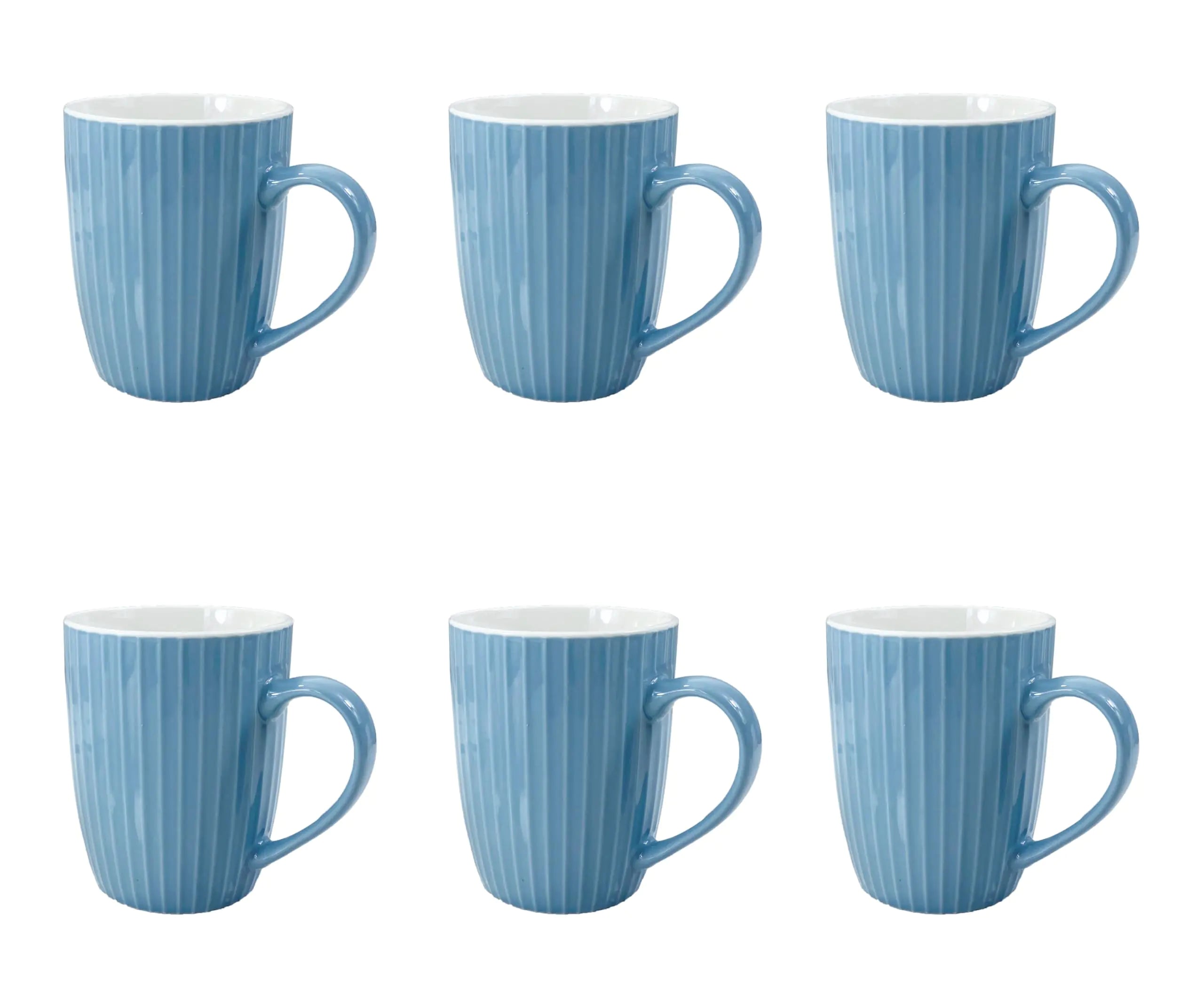 MIWARE 11 oz Porcelain Tea Mugs - Sea Blue, Set of 6