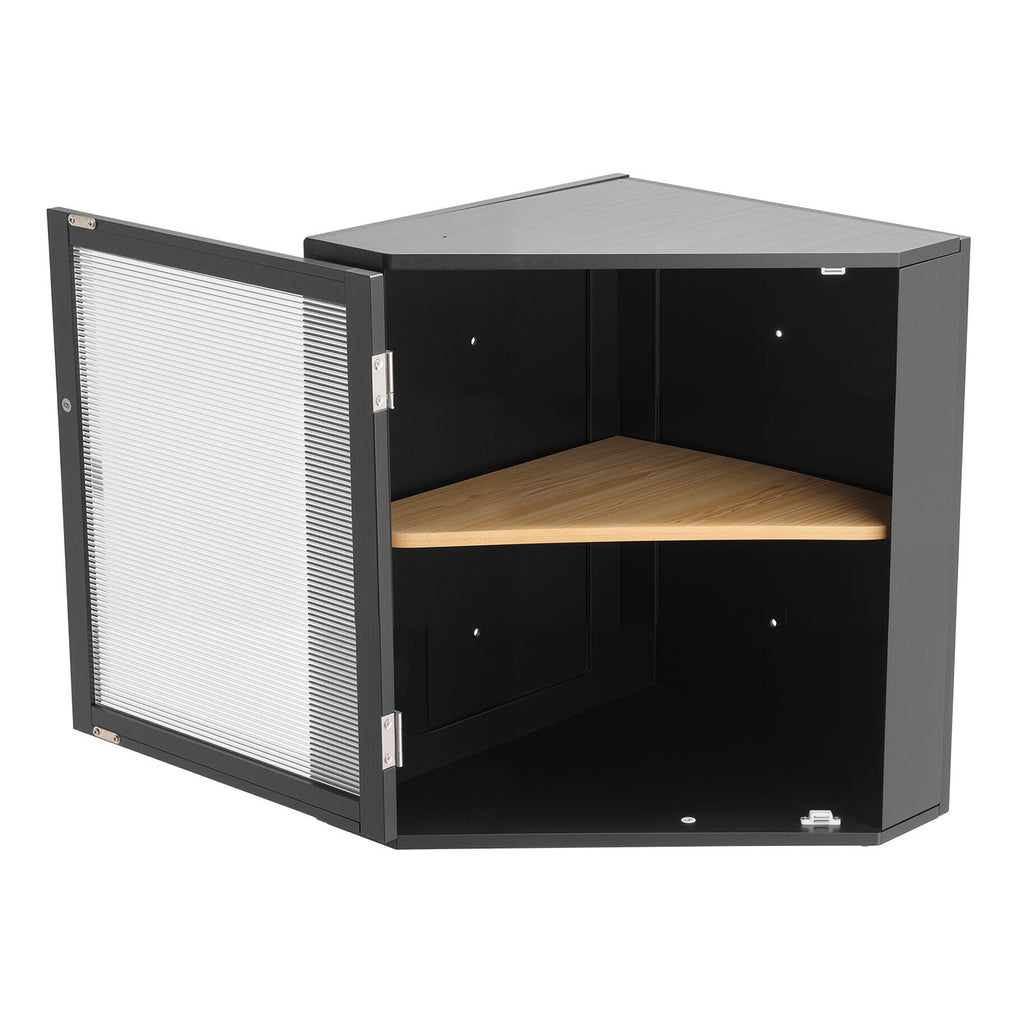 Corner Bread Box for Kitchen Counter Double Layer Bamboo Storage Container Black — product image 2