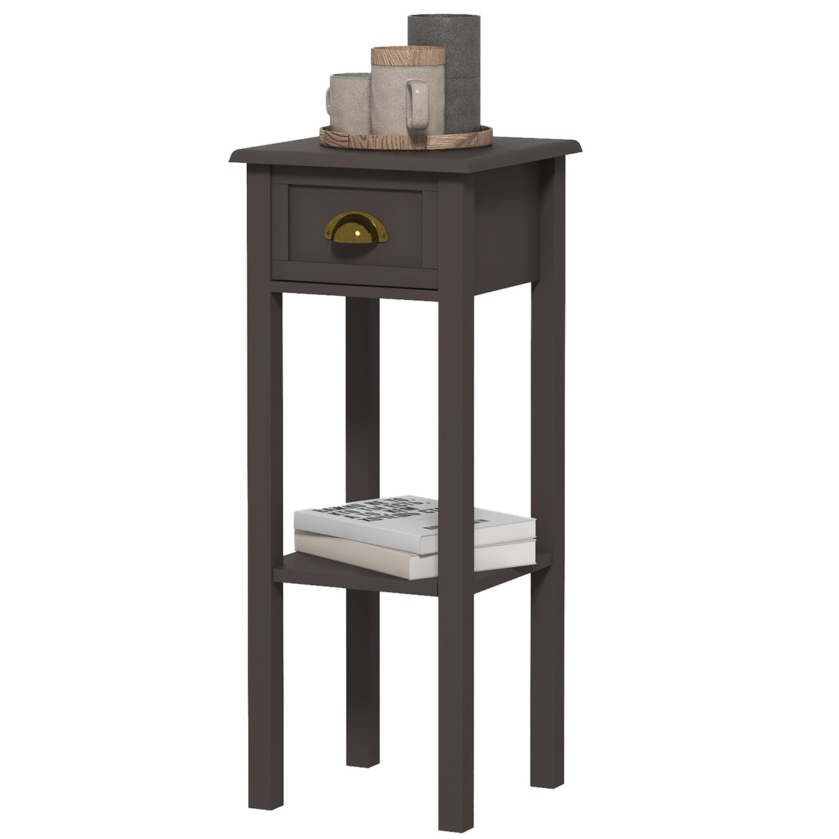 2-Tier Side Table with Drawer and Shelf — End Table for Living Room and Hallway — product image 1