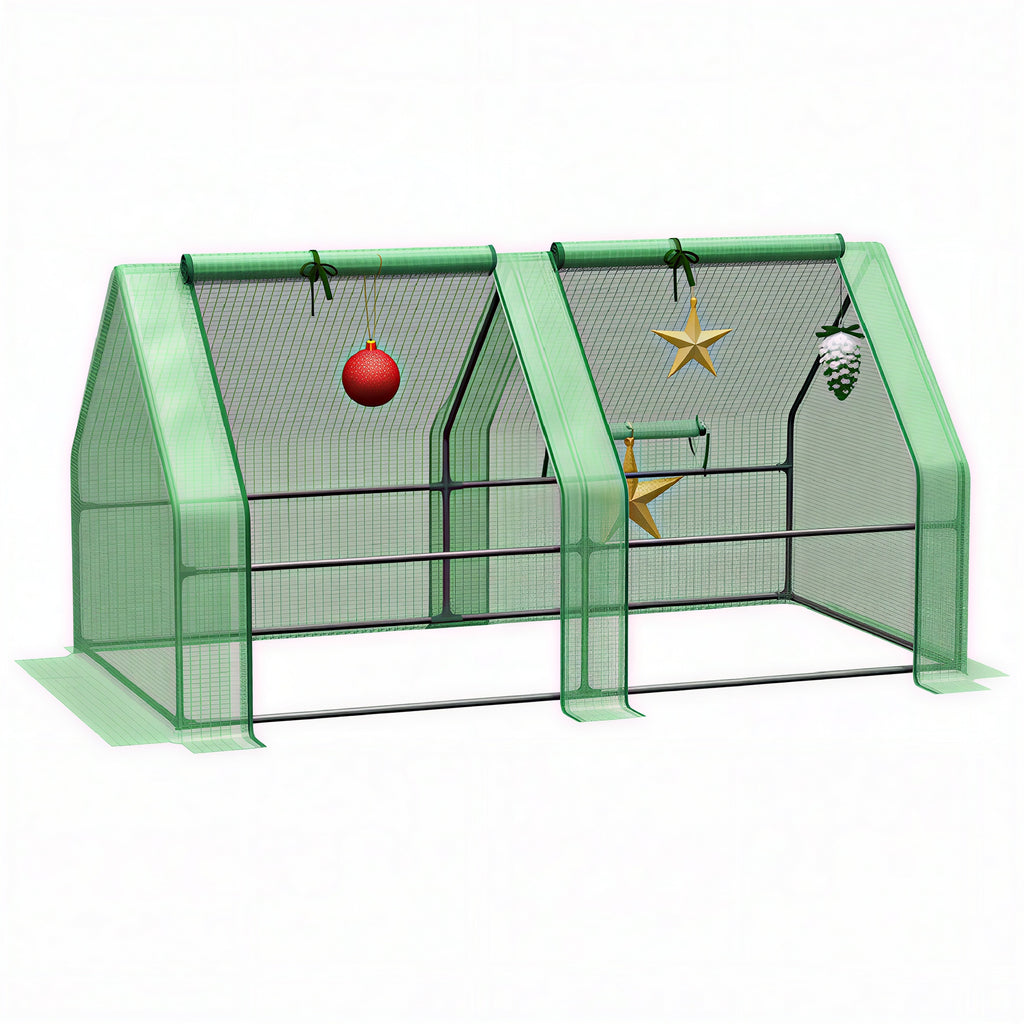 Portable Mini Greenhouse, Outdoor Garden with Large Zipper Doors and Water/UV PE Cover, 6 x 3 x 3, Green — product image 1
