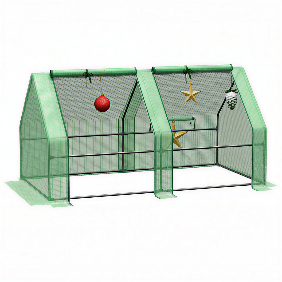 Portable Mini Greenhouse, Outdoor Garden with Large Zipper Doors and Water/UV PE Cover, 6 x 3 x 3, Green — product image 1