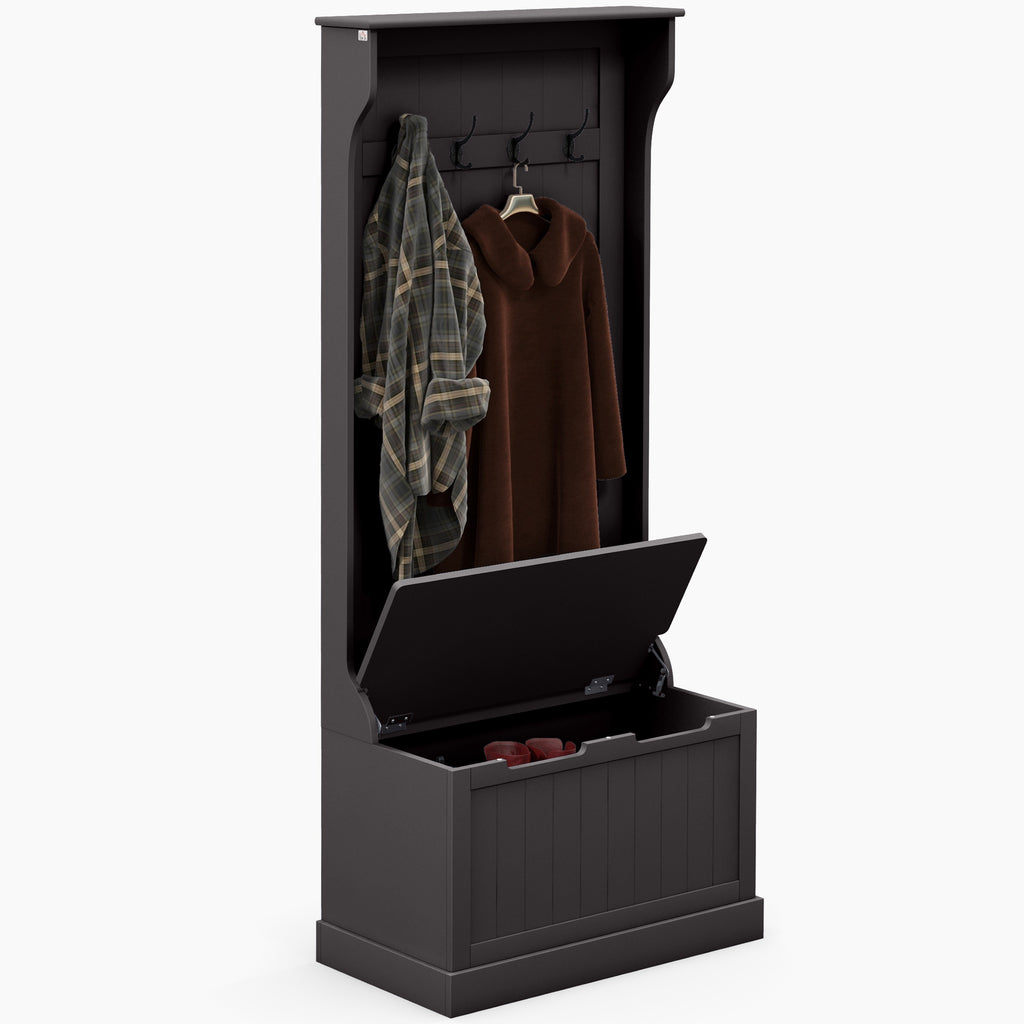 Entryway Hall Tree with Coat Rack and Sitting Bench — product image 1