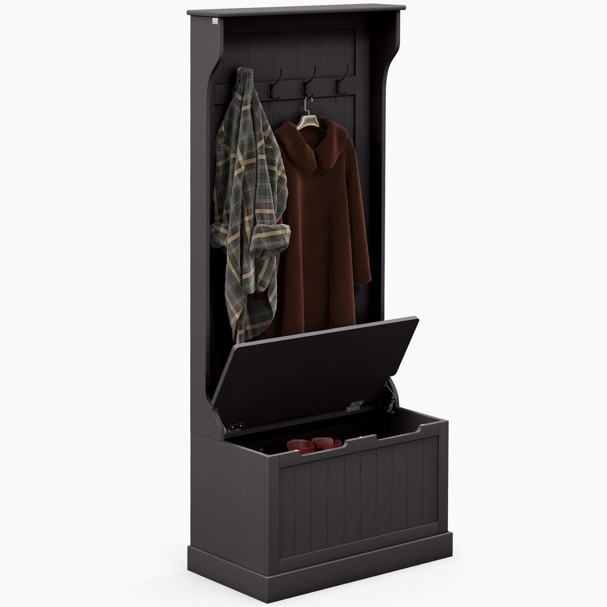 Entryway Hall Tree with Coat Rack and Sitting Bench — product image 1