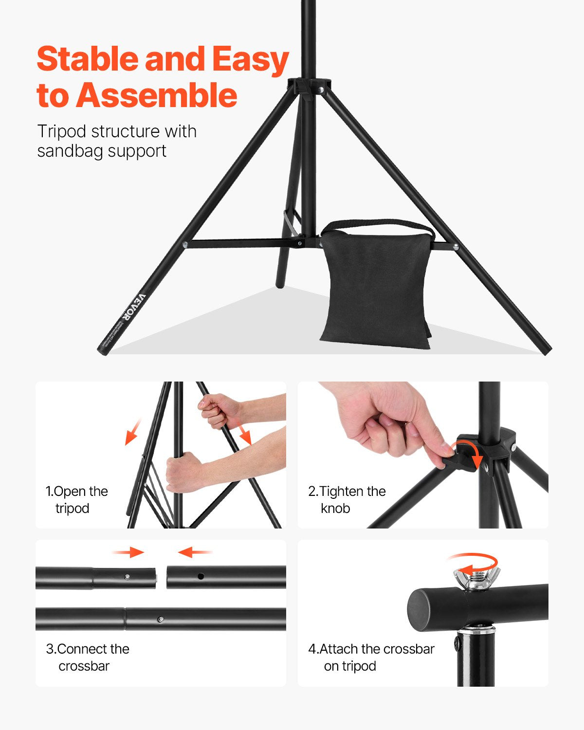 Backdrop Stand, 8.5 X 10 Ft Adjustable Photo Backdrop Stand Kit, Portable Background Backdrop Stand With 2 Tripods, Heavy Duty Projector Screen Stand, For Wedding, Photo Video Studio & Party — product image 3