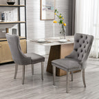 High-end Tufted Solid Wood Contemporary Velvet Upholstered Dining Chair With Chrome Stainless Steel Plating Legs,Nailhead Trim — product image 3