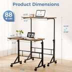 31.5-inch Adjustable-height Mobile Desk, Equipped With Locking Wheels And Clasps, Suitable For Mobile Desks And Active Home Offices — product image 2