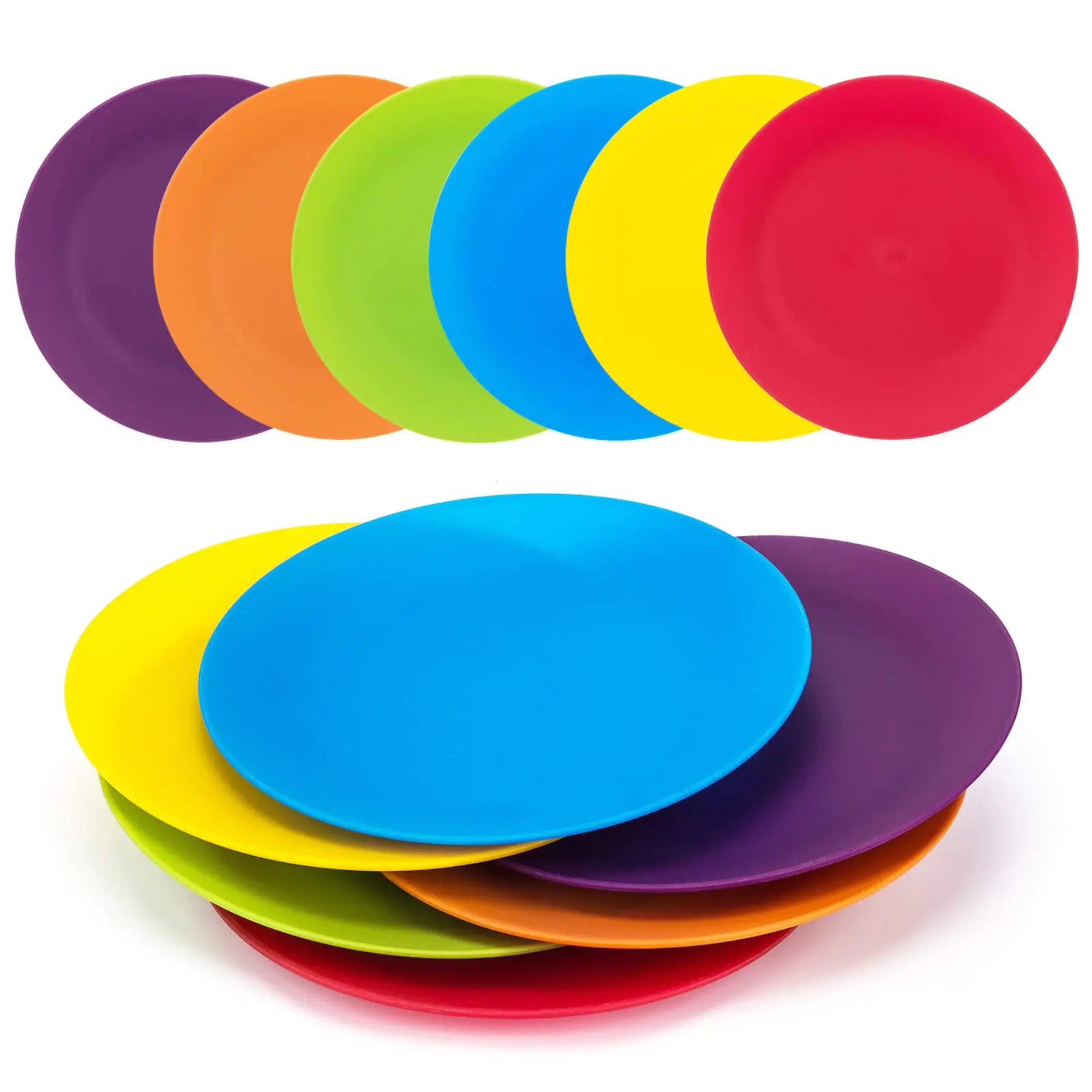 MultiColor 10" Plastic Dinner Plates - Set of 12