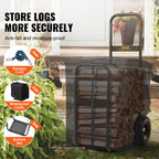 Firewood Log Cart, 250 Lbs Capacity, Outdoor And Indoor Wood Rack Storage Mover With PU Wheels  Waterproof Cloth, Heavy Duty Steel Dolly Hauler, Firewood Carrier For Fireplace, Fire Pit, Black — product image 3