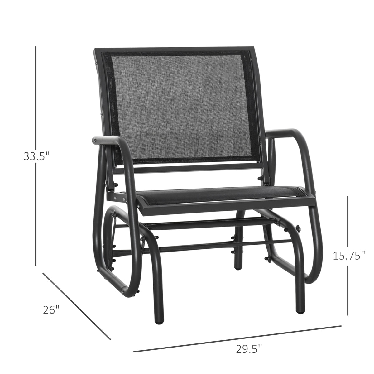 2-Piece Outdoor Glider Swing — Rocking Chair Set with Breathable Mesh Fabric — product image 3