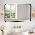 Black rectangular metal wall mirror — view 3