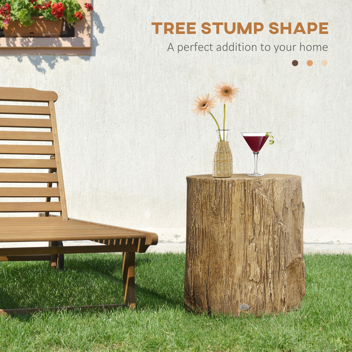 17" Tall Tree Stump End Table — Concrete Sofa Side Table for Indoor and Outdoor Use — product image 2
