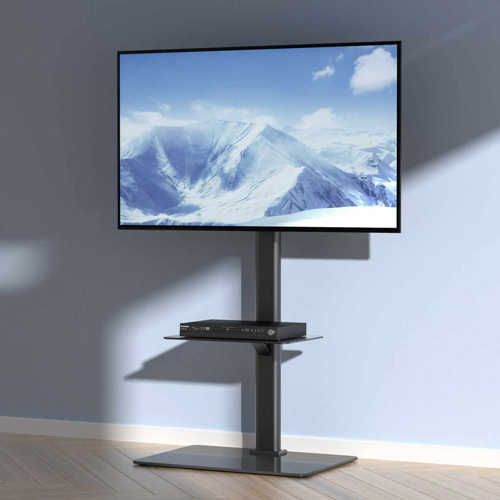 TV Stand Mount, Swivel Tall TV Stand For 32 To 65 Inch TVs, Height Adjustable Portable Floor TV Stand With Tempered Glass Base For Bedroom, Living Room — product image 2