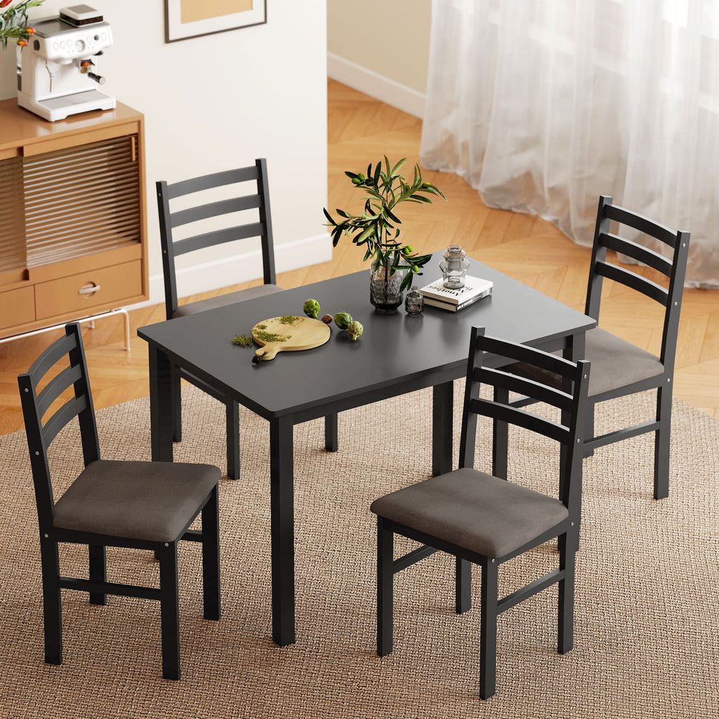 5-Piece Small Kitchen Table Set for 4 — Farmhouse Dining Table Set with Upholstered Chairs — product image 1