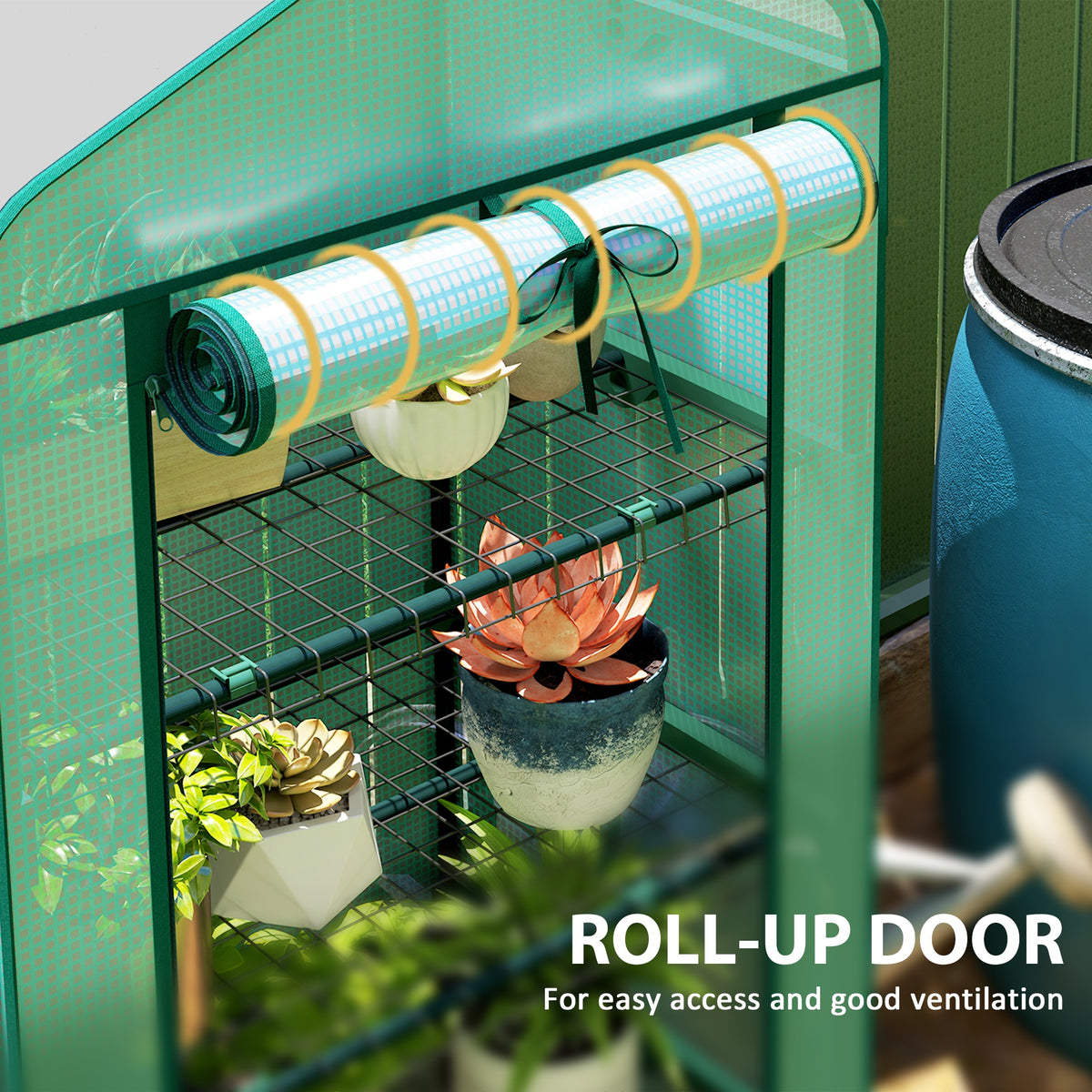 Mini Greenhouse with Screen Roof, 4 Tier Portable Small Greenhouse with High Strength PE Cover, Green — product image 3