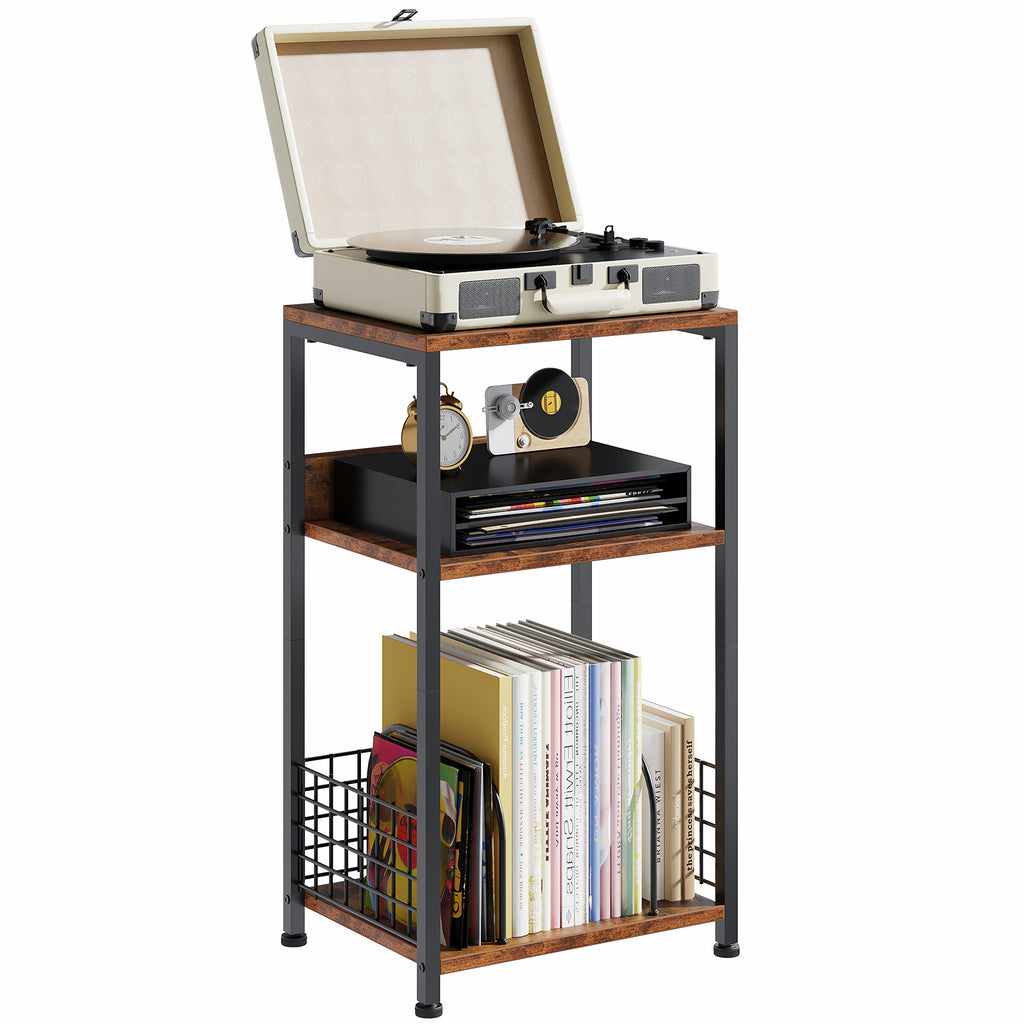 Three-tier Side Tables 2 Sets, A Storage-functional Record Player Stand That Can Hold Up To 1 00 Records, A Turntable Stand For Playing Vinyl Records — product image 1
