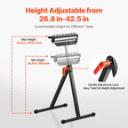 Roller Stand, 300 Lb Load Capacity, 26.8-42.5 In Adjustable Height, Folding Heavy Duty With 11.5 Inch Polished Multi-directional Roller Head, For Table Saw Outfeed Woodworking Extension Support — product image 2