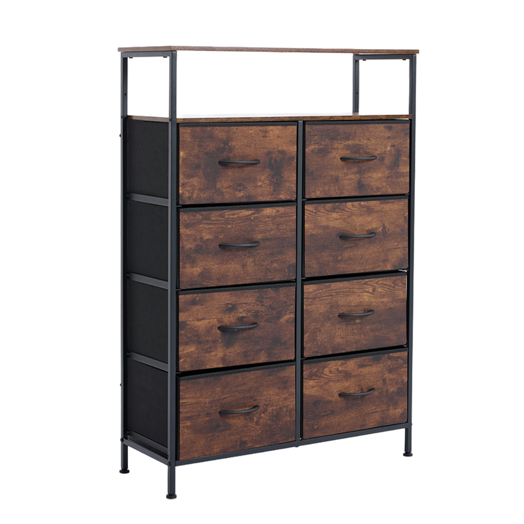 Black eight-drawer fabric dresser — view 2