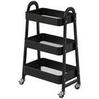 3-Tier Rolling Cart, Metal Utility Storage Cart, Lockable Wheels, For Living Room, Bathroom, Kitchen And Narrow Spaces — product image 3