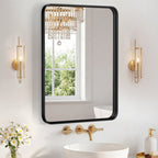 Black rectangular metal wall mirror