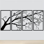 Iron Bare Branch & Bird 4-Panel Wall Art — Minimalist Style Wall Hanging — product image 3