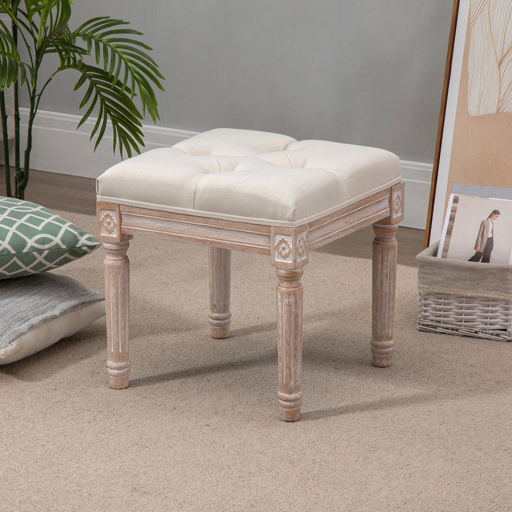 Ottoman Bench Vintage Footrest with Button Tufted Seat — product image 1