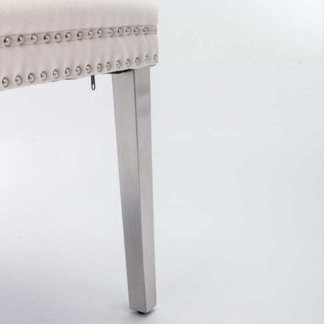 High-End Tufted Solid Wood Contemporary Velvet Upholstered Dining Chair with Chrome — product image 2